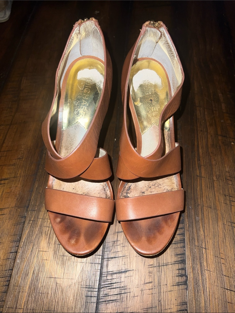 MICHAEL Michael Kors Elena Stacked Leather Wedge.